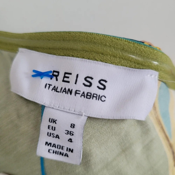 Reiss Elegant Green and White One-Shoulder Dress - Picture 6 of 8